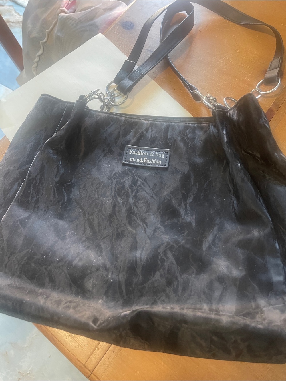 Fashion & Bag Black Shoulder Bag with Removable Strap